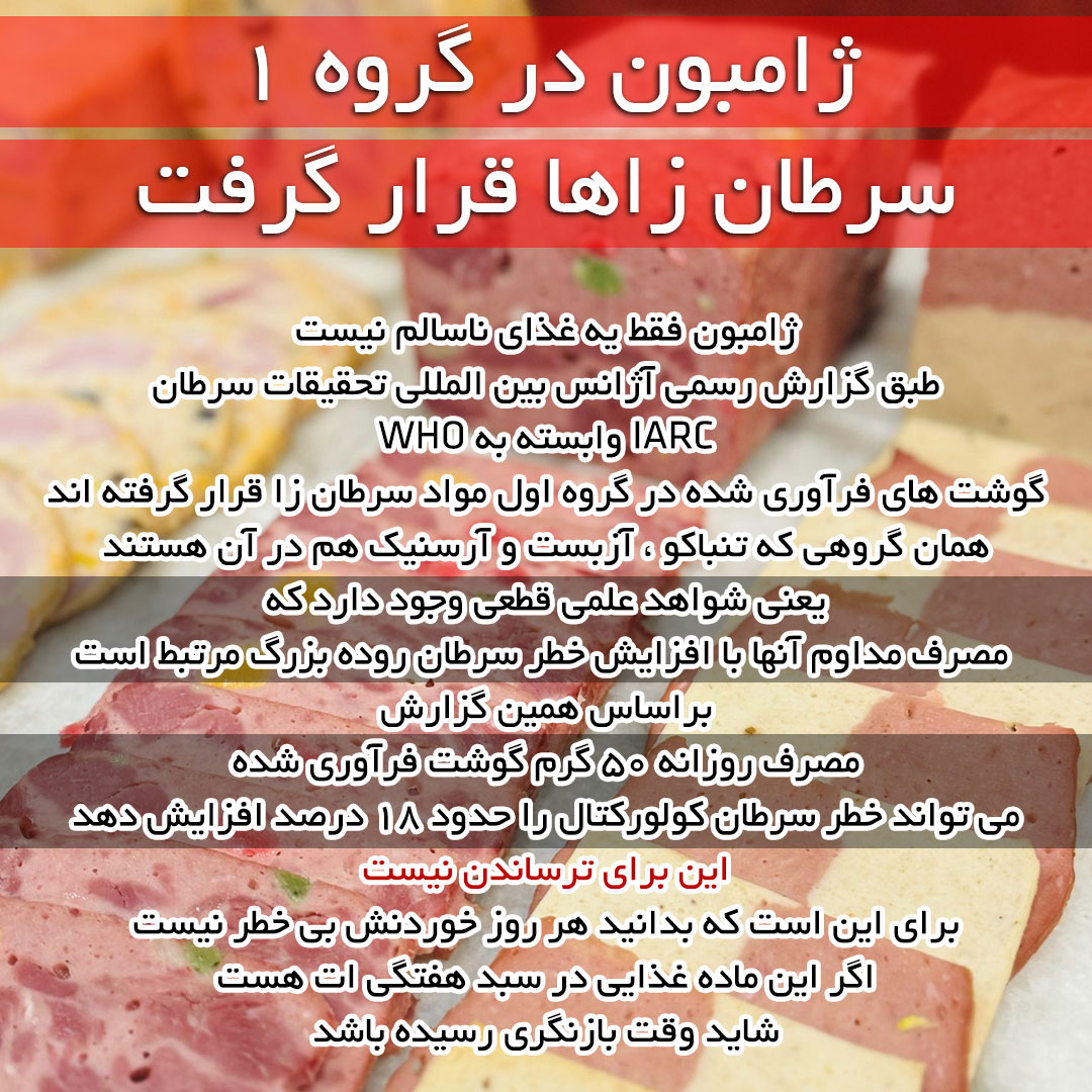 ژامبون در گروه اول سرطان زاها قرار گرفت